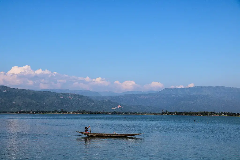 Boat floating in Tanguar Haor