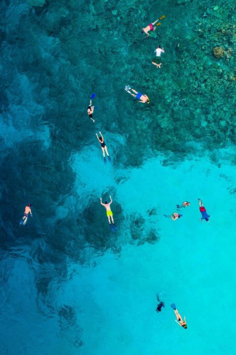 aerial view photography of people in body of water in hong Island