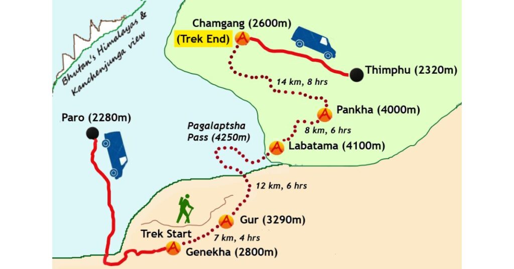 Thousand Lakes Trek Route