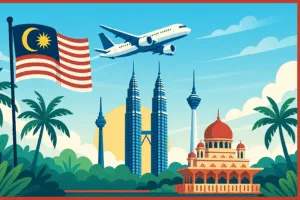 image showing Malaysian flag and twin tower, kl tower malaysia entry guide 2025